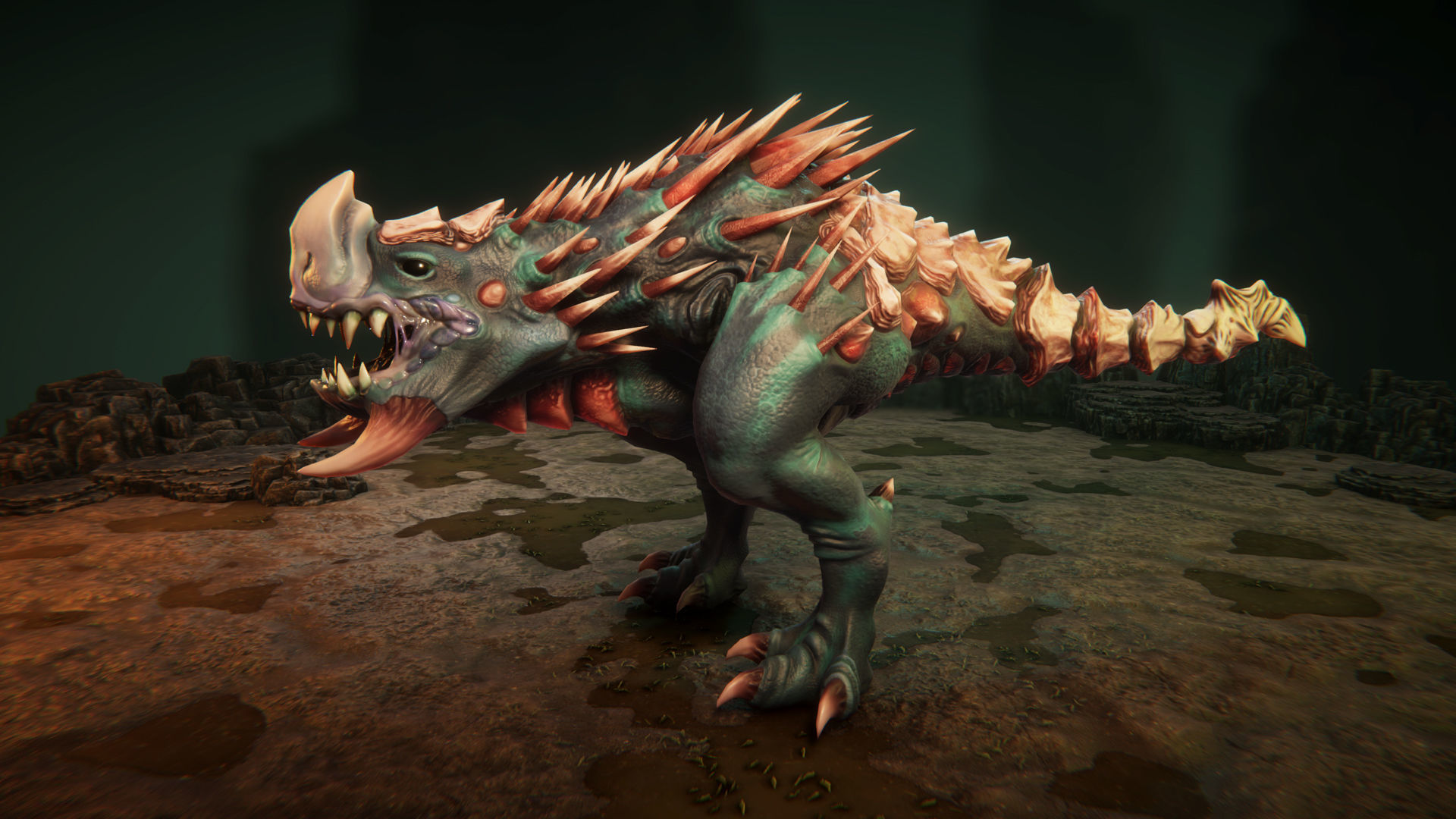 Lizards creature with teeth and claws Low-poly 3D model_7