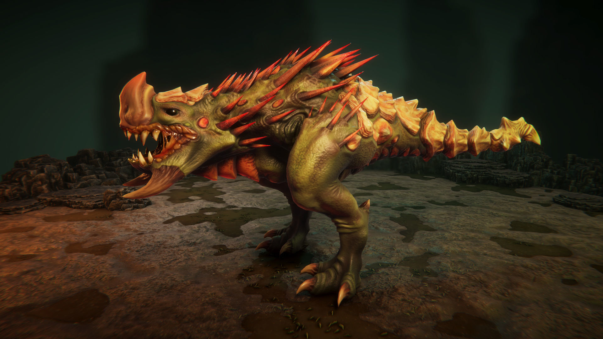 Lizards creature with teeth and claws Low-poly 3D model_6