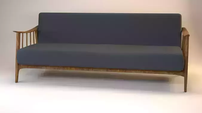 Sofa 1950s 46 Fabric Couch Antique Vintage Wood