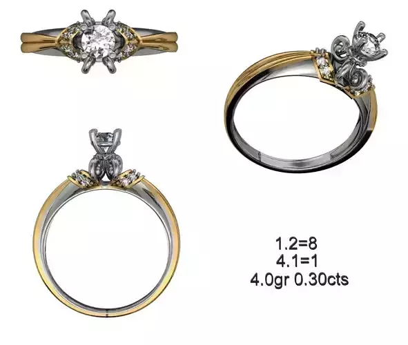 Solitaire Wedding Engagement Ring 3D print model