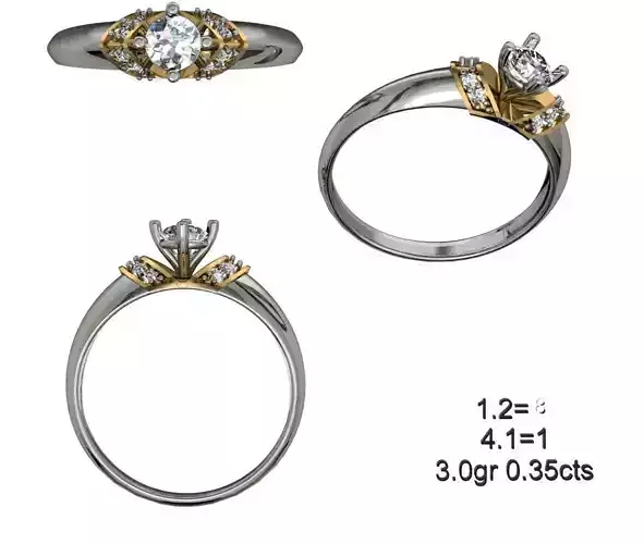Solitaire Wedding Engagement Ring 3D print model