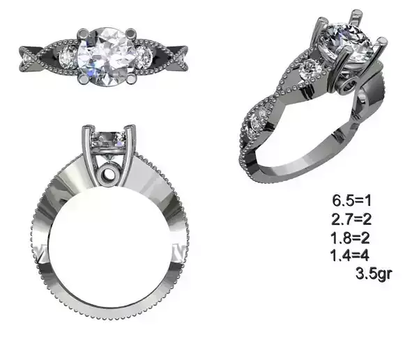 Solitaire Wedding Engagement Ring 3D print model
