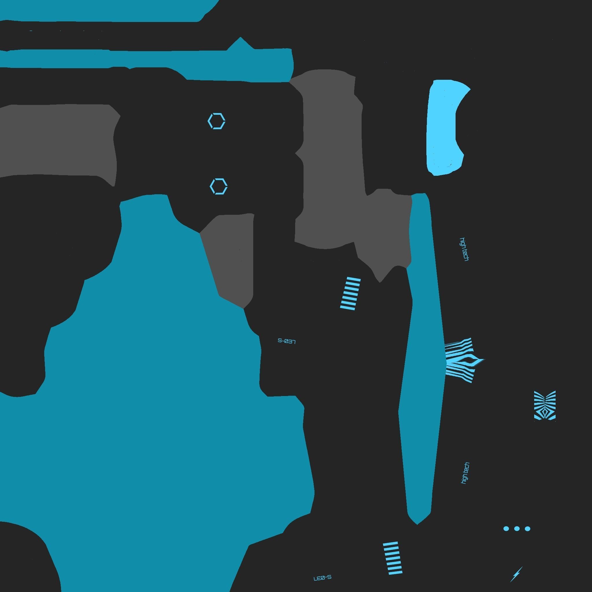 SciFi War Axe A01 Black Blue - Sci Fi Weapon Design Low-poly 3D model_20