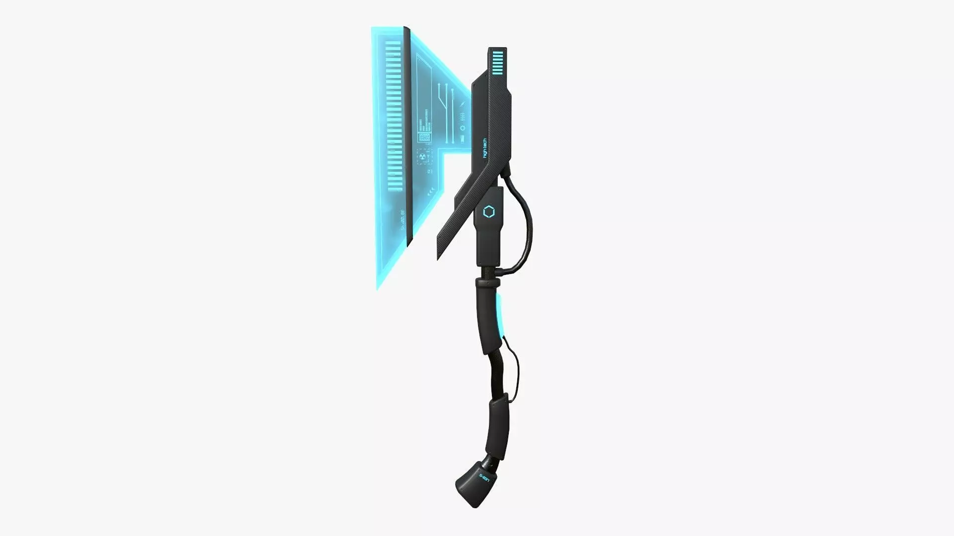 SciFi War Axe A01 Black Blue - Sci Fi Weapon Design Low-poly 3D model_0