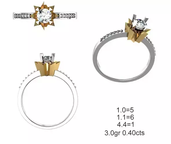 Solitaire Wedding Engagement Ring 3D print model