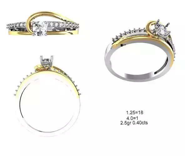 Solitaire Wedding Engagement Ring 3D print model