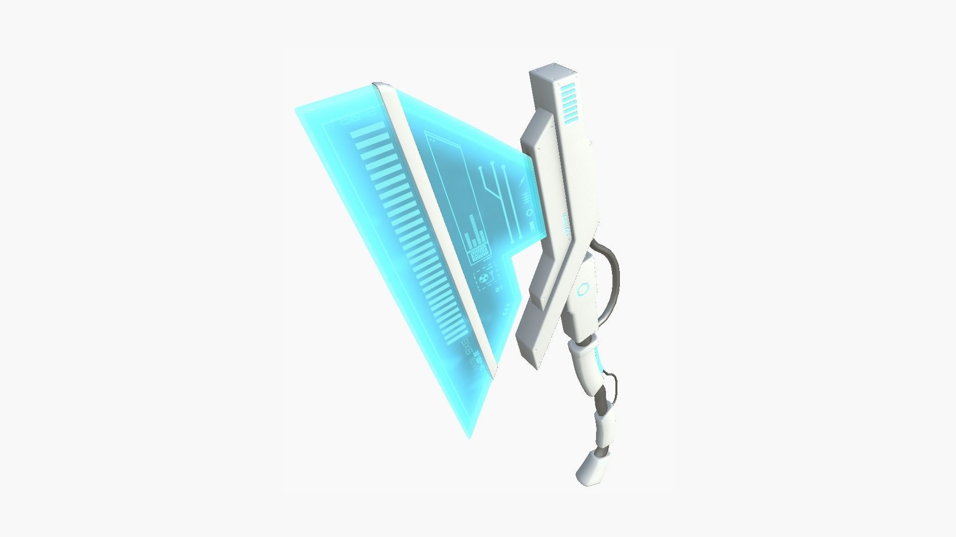 SciFi War Axe A02 White Blue - Sci Fi Weapon Design Low-poly 3D model_2