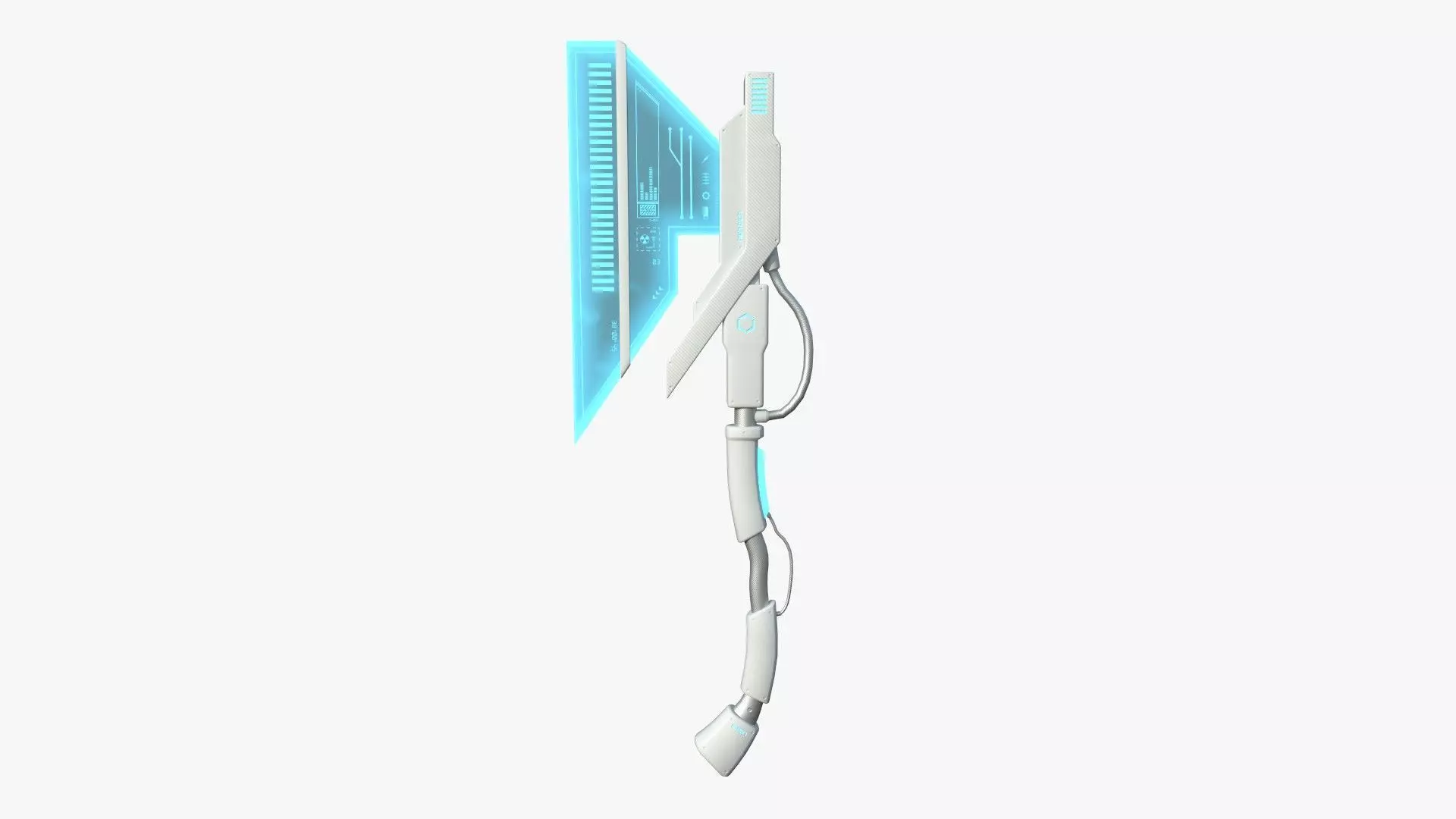 SciFi War Axe A02 White Blue - Sci Fi Weapon Design Low-poly 3D model_0