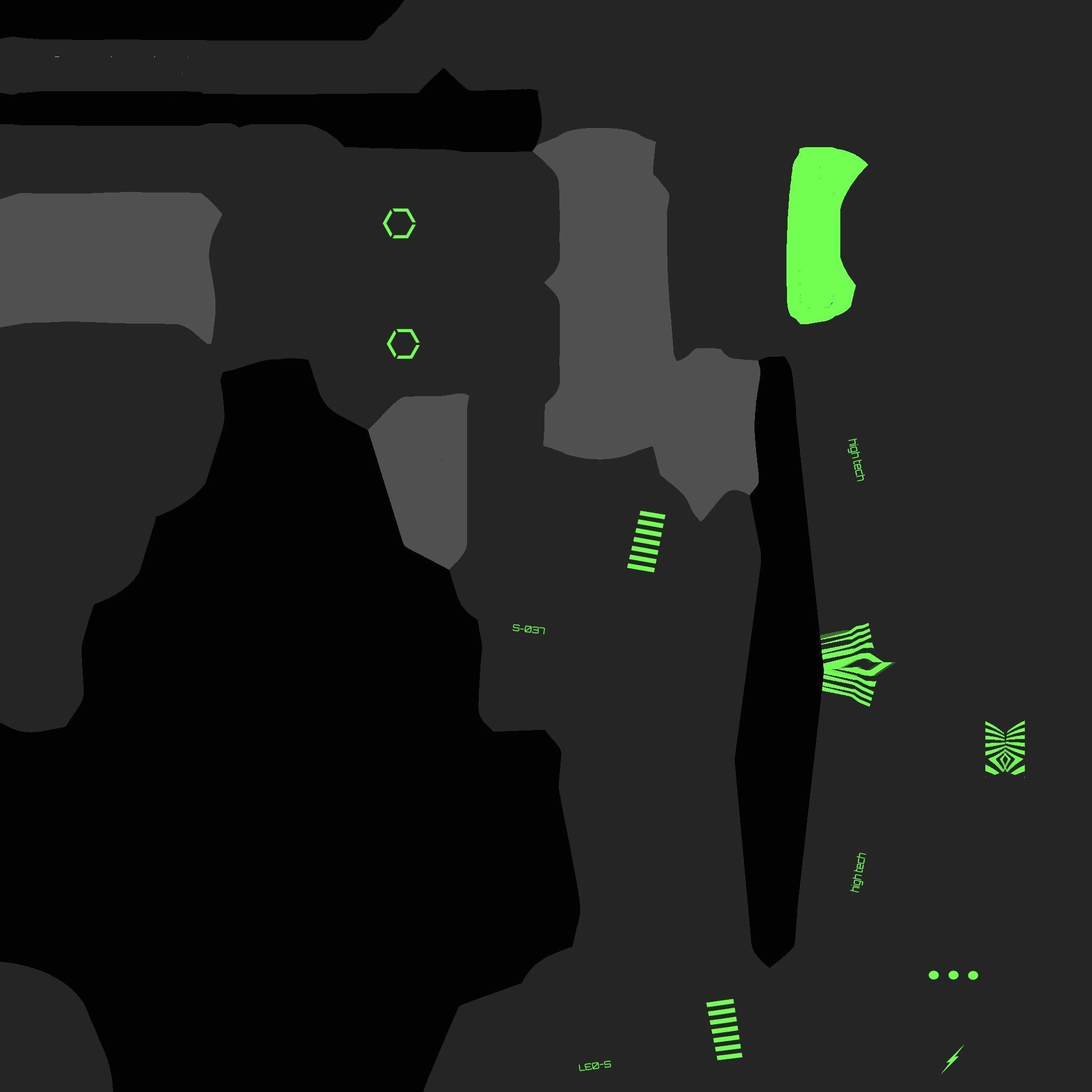 SciFi War Axe A03 Black Green - Sci Fi Weapon Design Low-poly 3D model_20