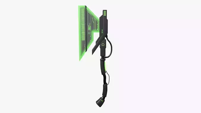SciFi War Axe A03 Black Green - Sci Fi Weapon Design Low-poly 3D model