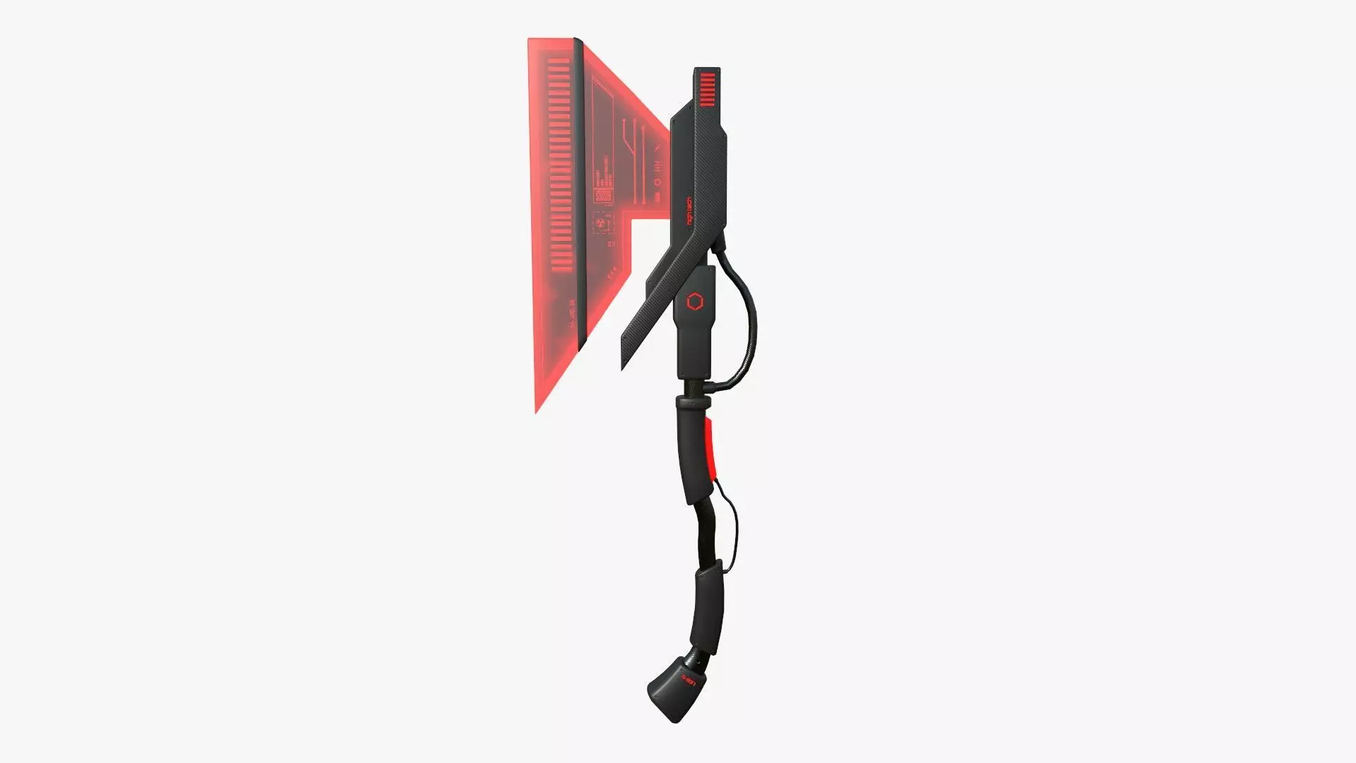 SciFi War Axe A04 Black Red - Sci Fi Weapon Design Low-poly 3D model_0