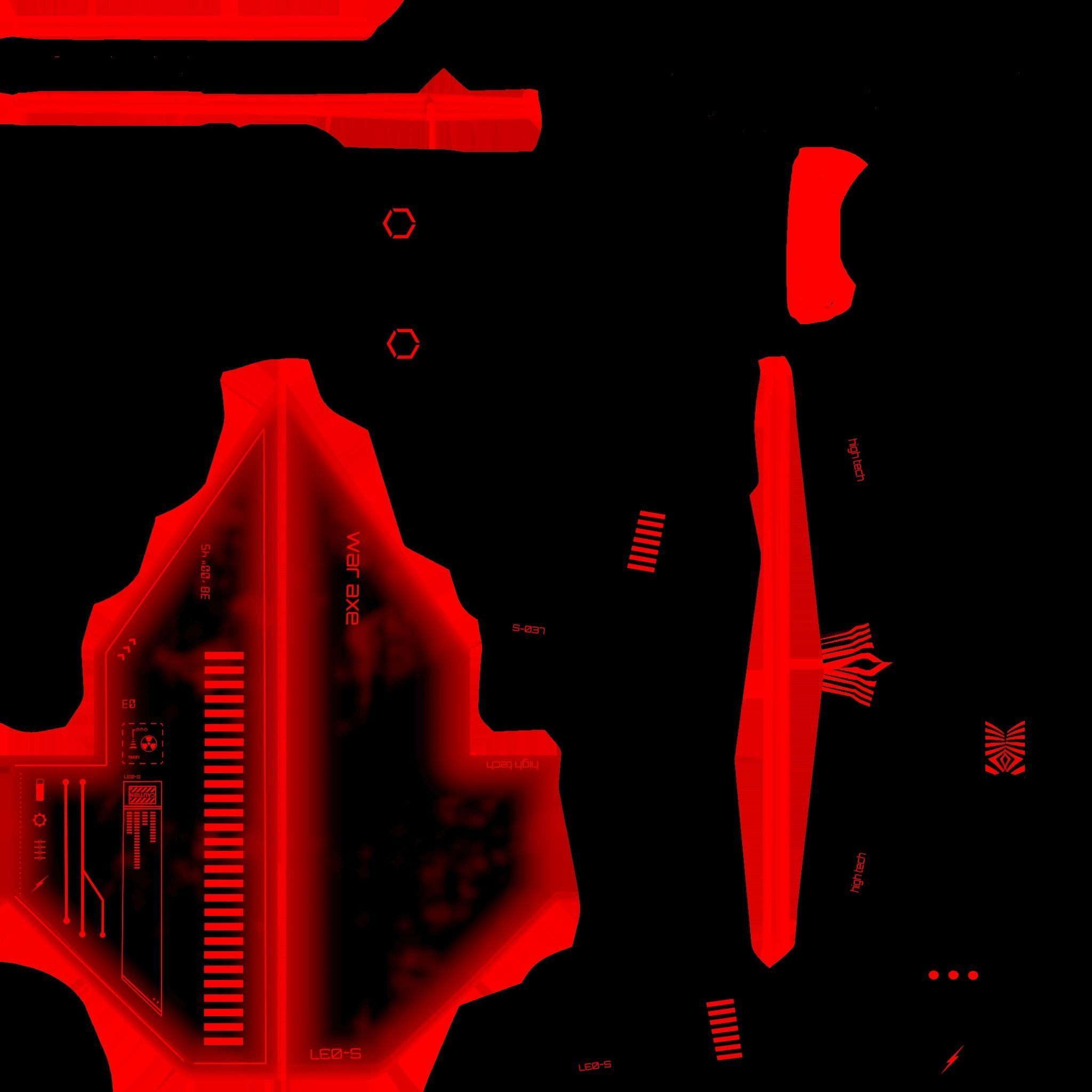 SciFi War Axe A04 Black Red - Sci Fi Weapon Design Low-poly 3D model_21