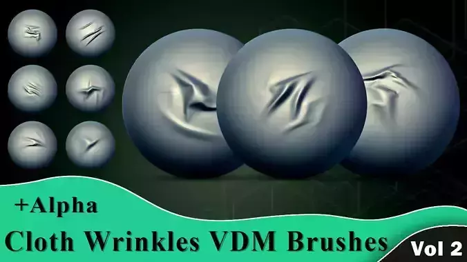 Cloth Wrinkles VDM Brushes and Alpha Vol 2 Low-poly 3D model