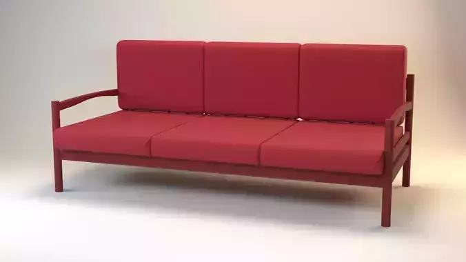 Wooden Sofa 2  Couch Fabric