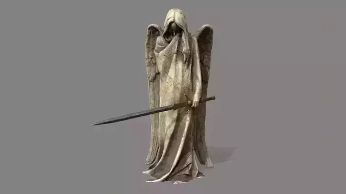 Angel statue of holding sword