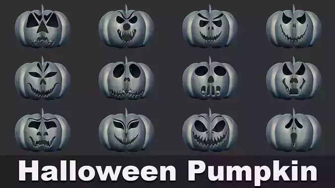 12 Halloween Pumpkin Base Mesh Vol 3 3D model