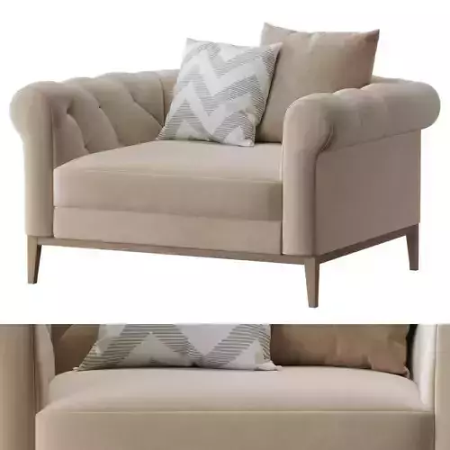 RH ITALIA CHESTERFIELD CHAIR - OAK BASE