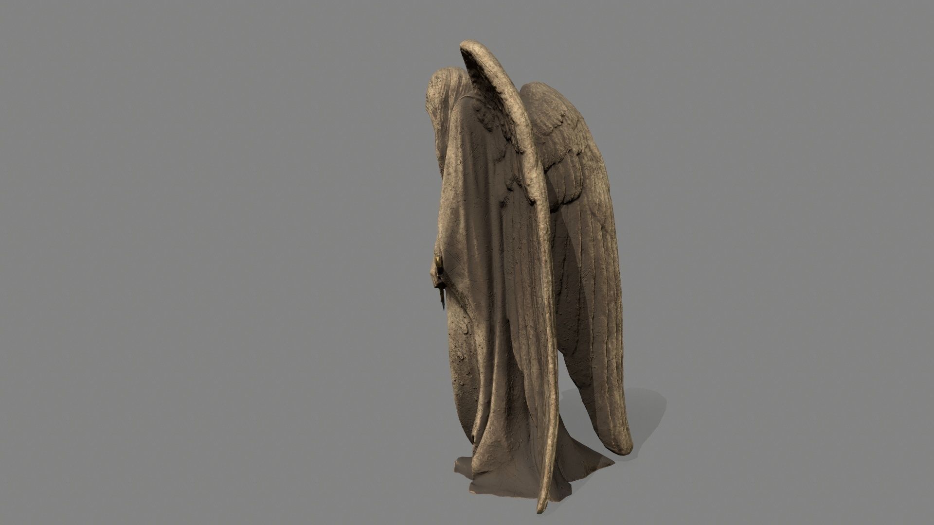 Angel statue of holding sword Low-poly 3D model_8