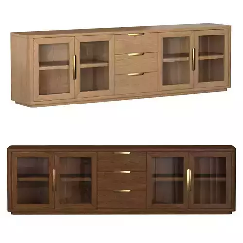 BRETON GLASS 4-DOOR MEDIA CONSOLE WITH DRAWERS