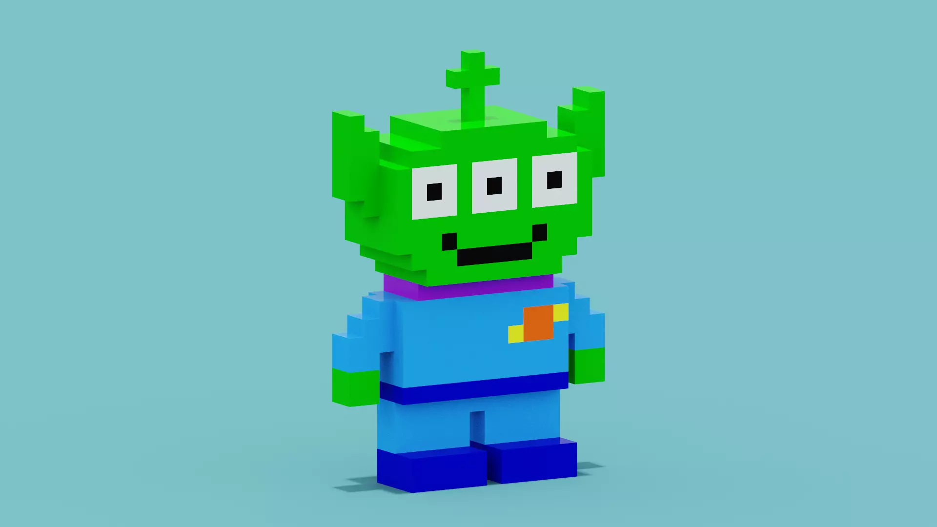 Voxel Alien Low-poly 3D model