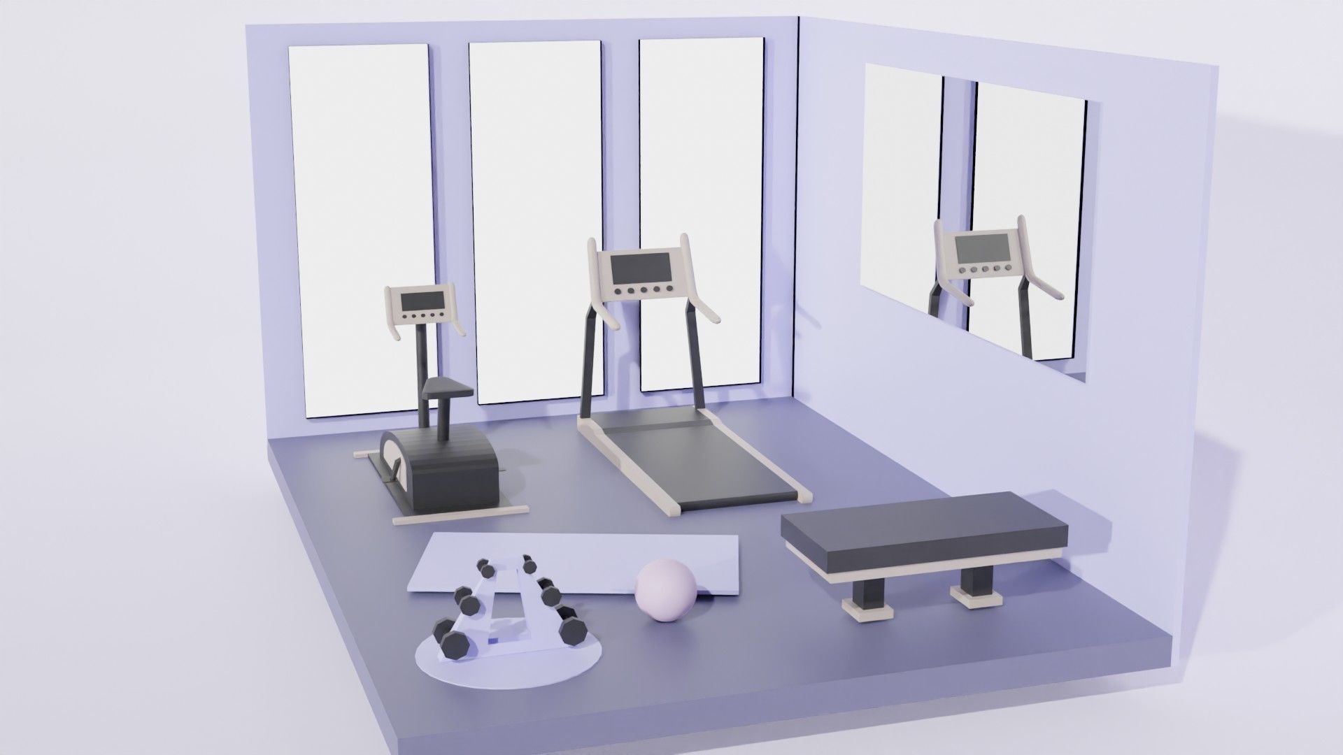 Lowpoly Gym room with exercise equipment 3D model | CGTrader
