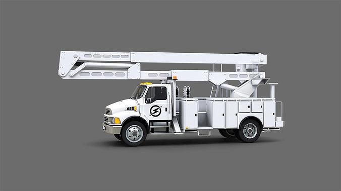 Big Truck With Crane Low-poly 3D model 5