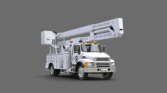 Big Truck With Crane Low-poly 3D model 3
