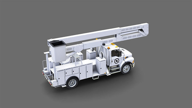 Big Truck With Crane Low-poly 3D model 6