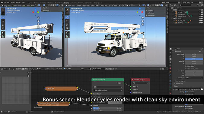 Big Truck With Crane Low-poly 3D model 7