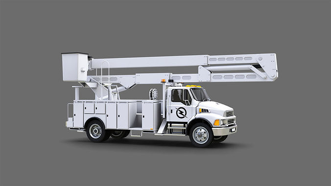 Big Truck With Crane Low-poly 3D model 2