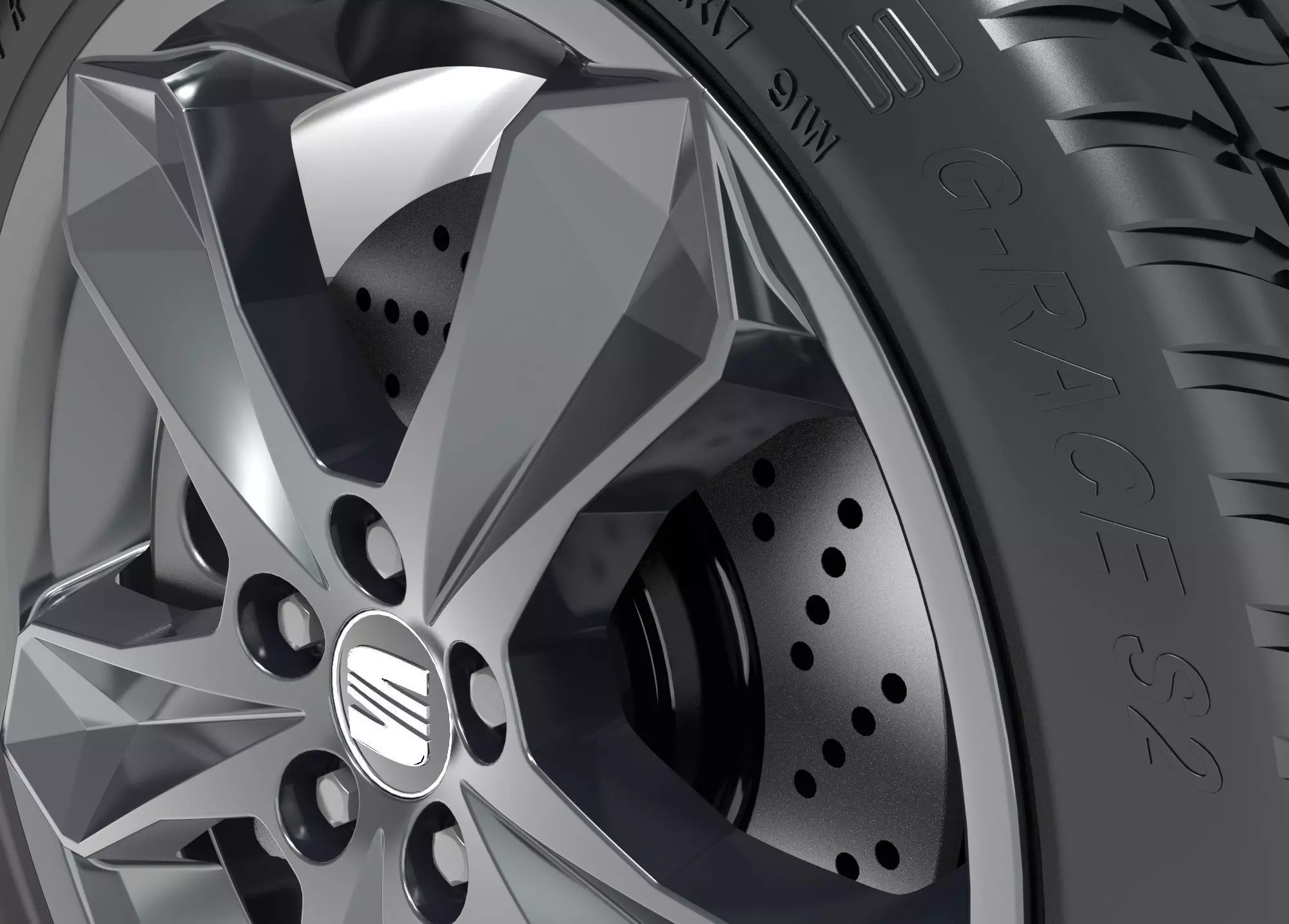 3D Seat VW rim wheel 7x17 BBS design 4815 with tyre brakes 3D print model