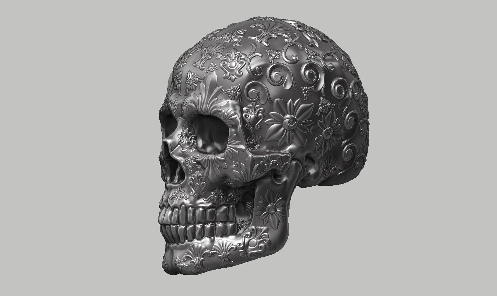 Ornament skull a14 3d print model  3D print model_10