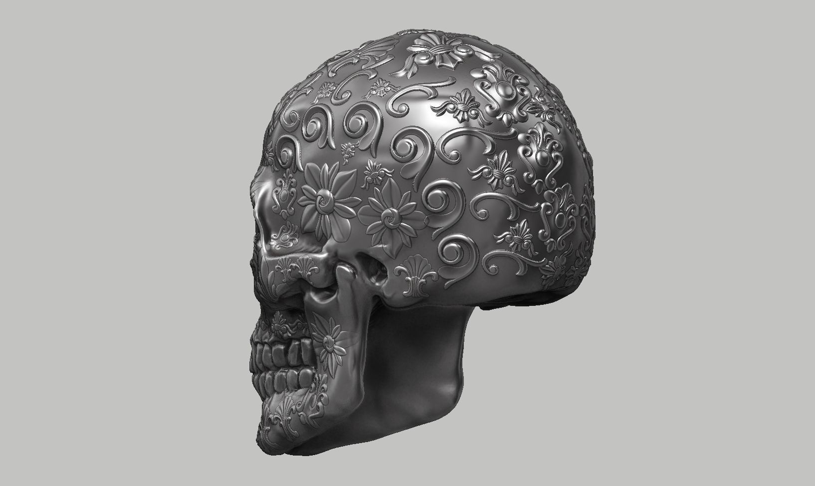 Ornament skull a14 3d print model  3D print model_9