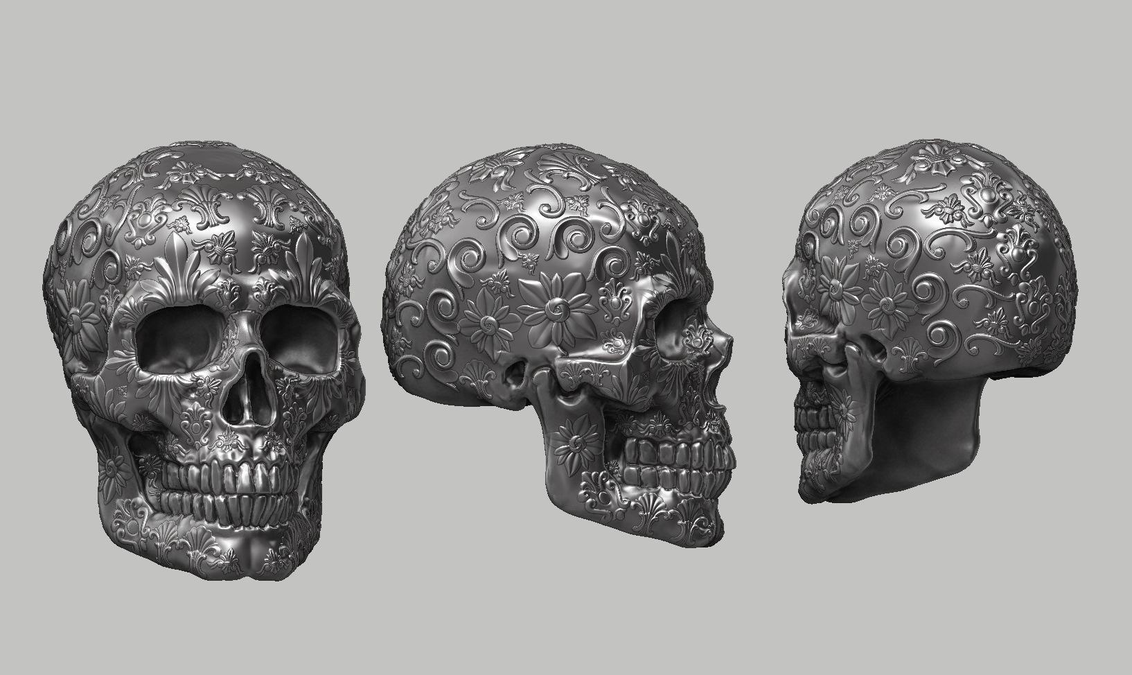 Ornament skull a14 3d print model  3D print model_1