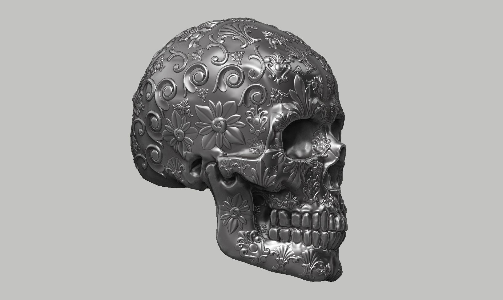 Ornament skull a14 3d print model  3D print model_4