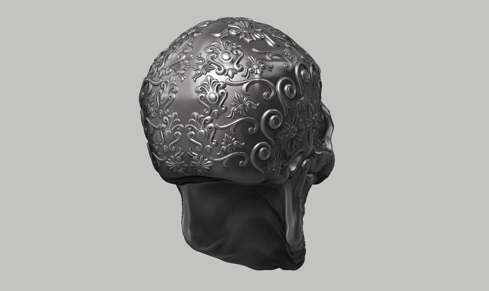 Ornament skull a14 3d print model  3D print model_7