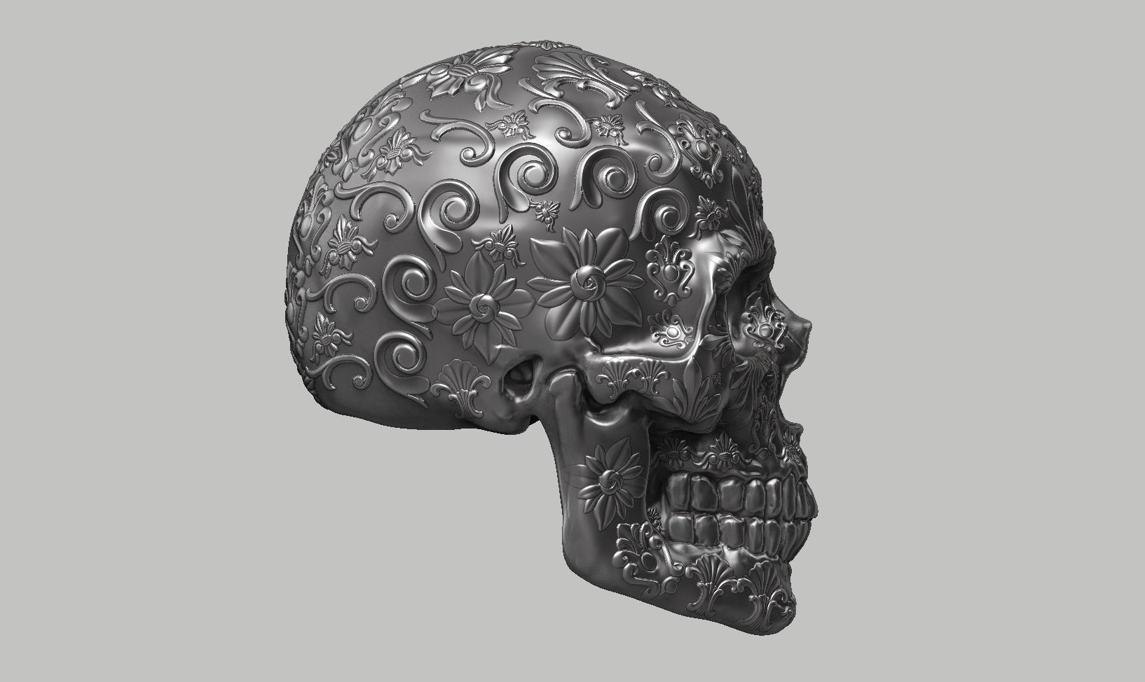 Ornament skull a14 3d print model  3D print model_5