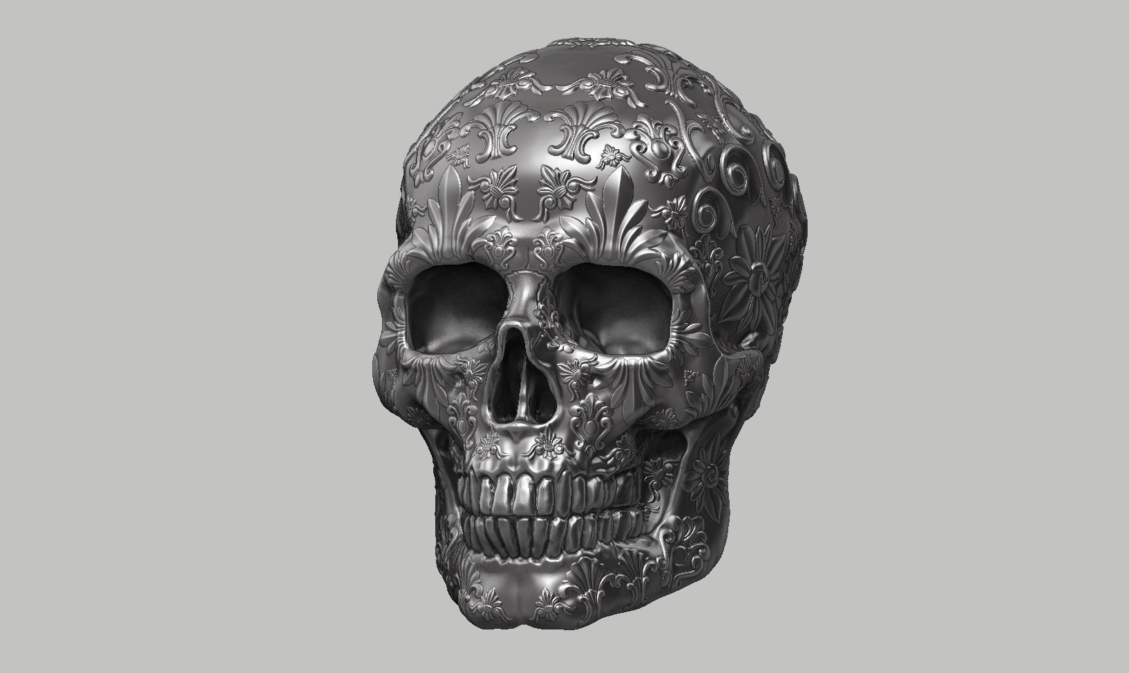 Ornament skull a14 3d print model  3D print model_11