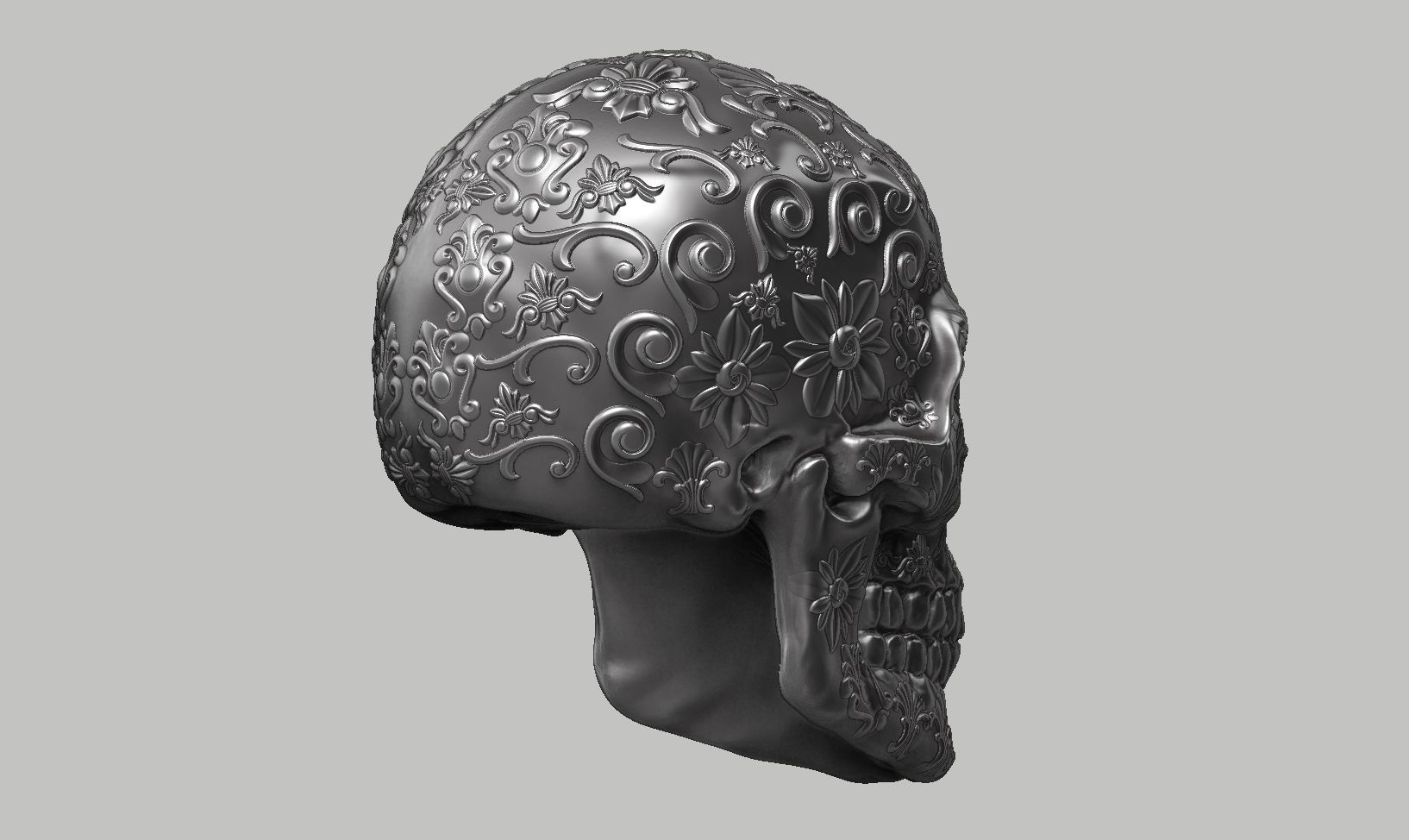 Ornament skull a14 3d print model  3D print model_6