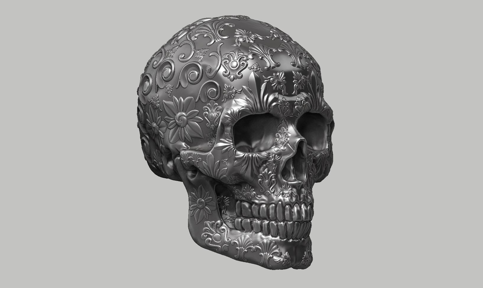 Ornament skull a14 3d print model  3D print model_3