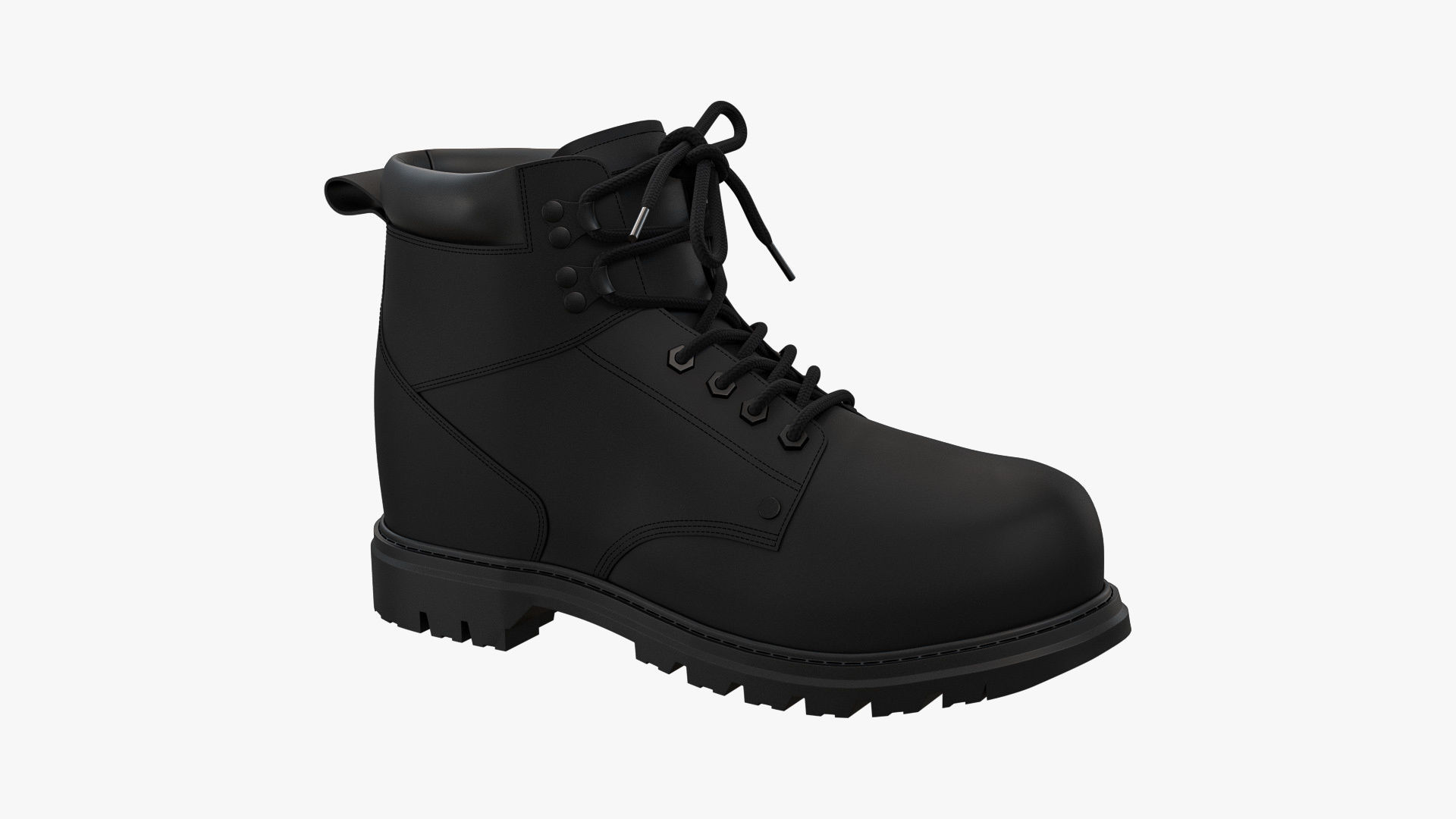 Steel Toe Work Boots Black 3D model_9