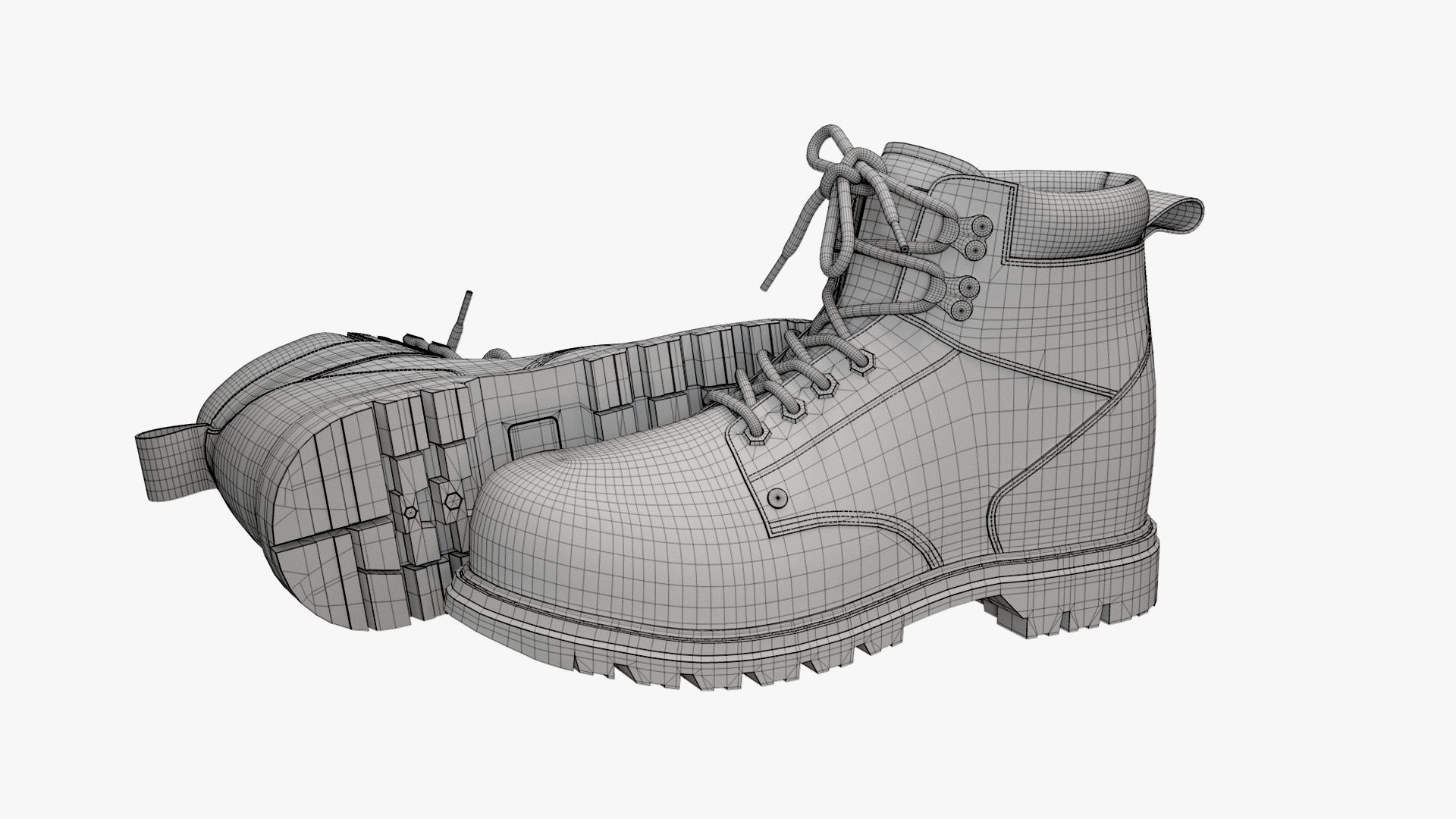 Steel Toe Work Boots Black 3D model_12