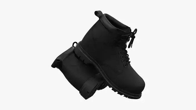 Steel Toe Work Boots Black 3D model