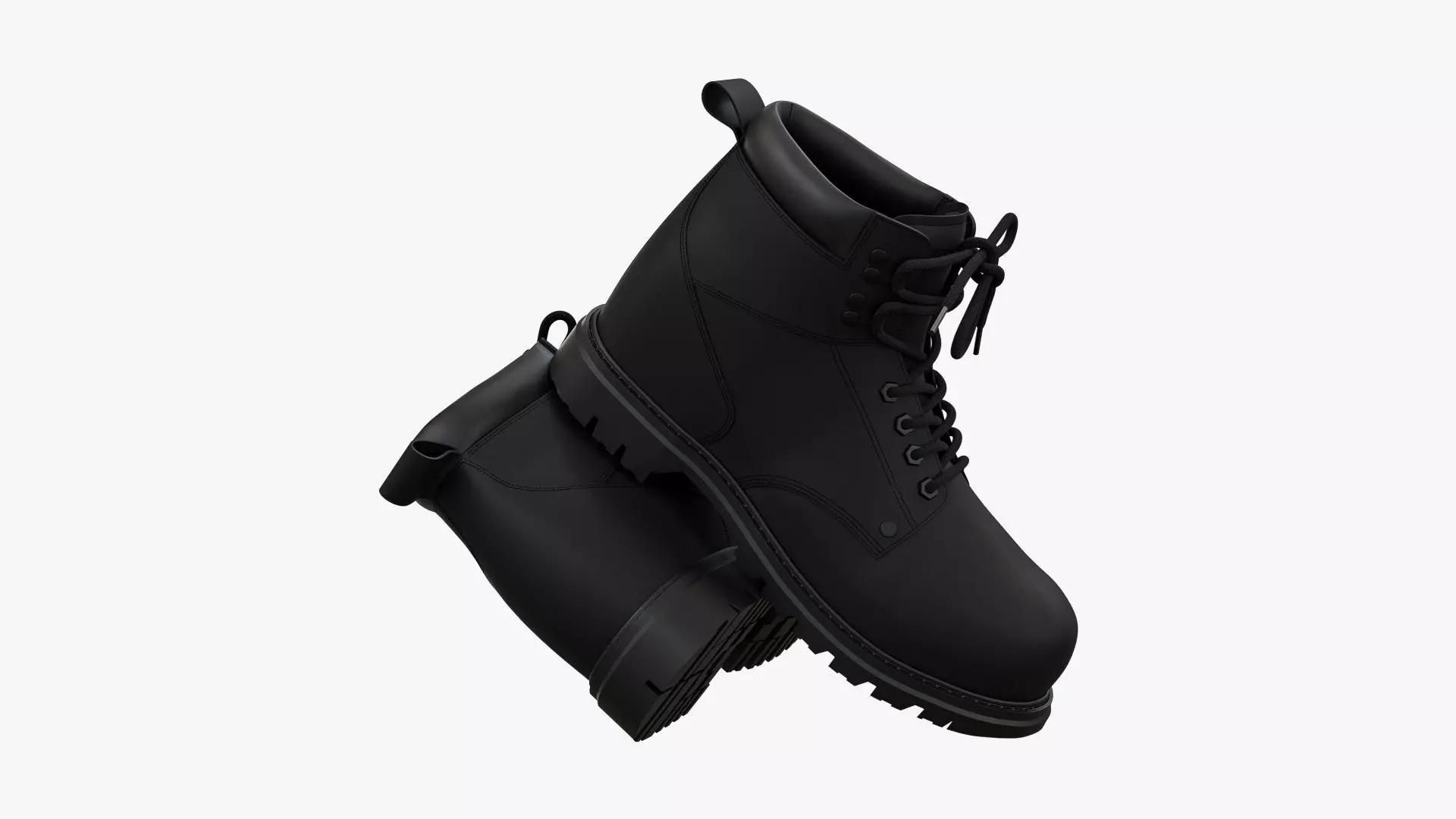 Steel Toe Work Boots Black 3D model_0
