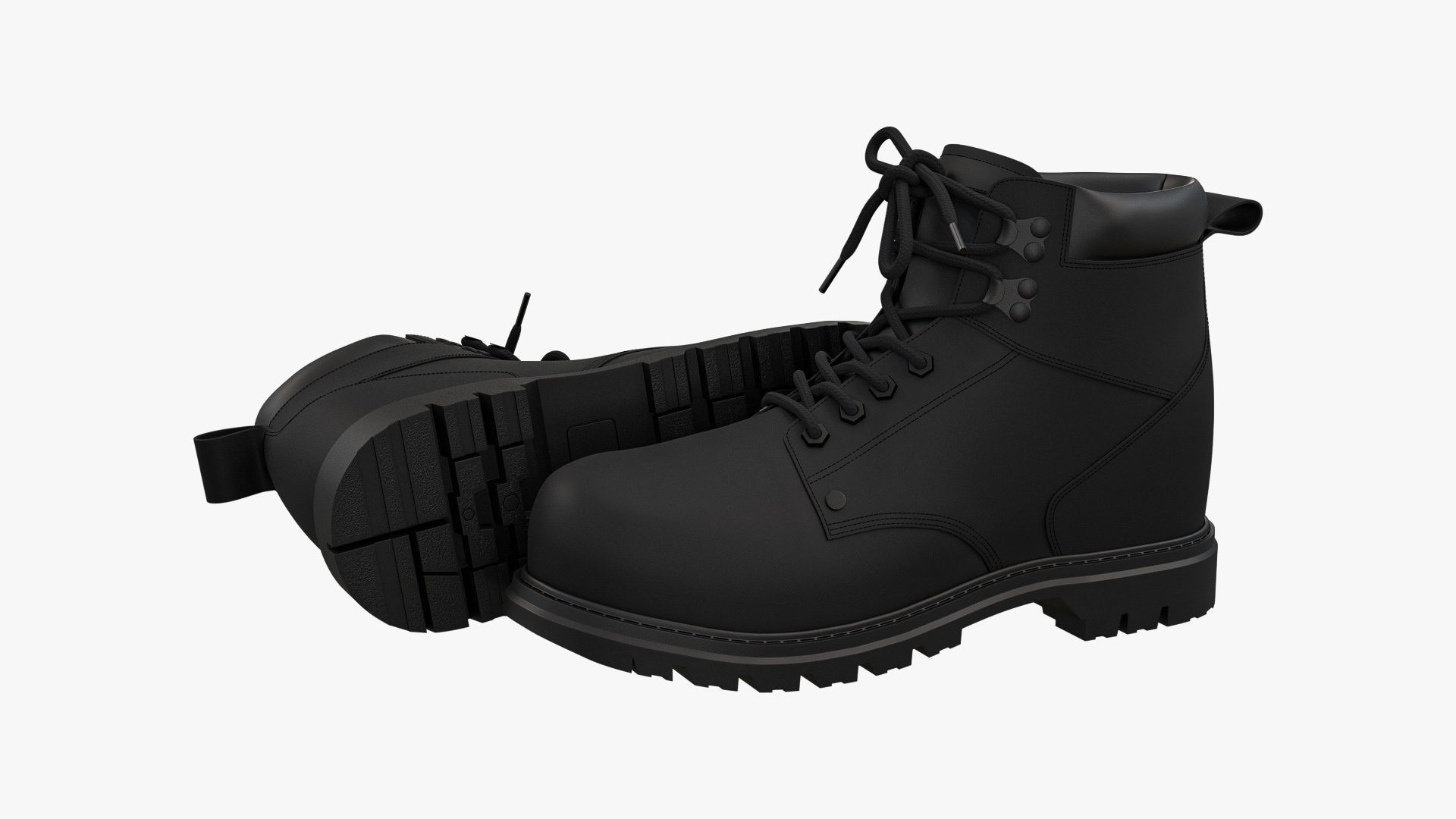 Steel Toe Work Boots Black 3D model_1