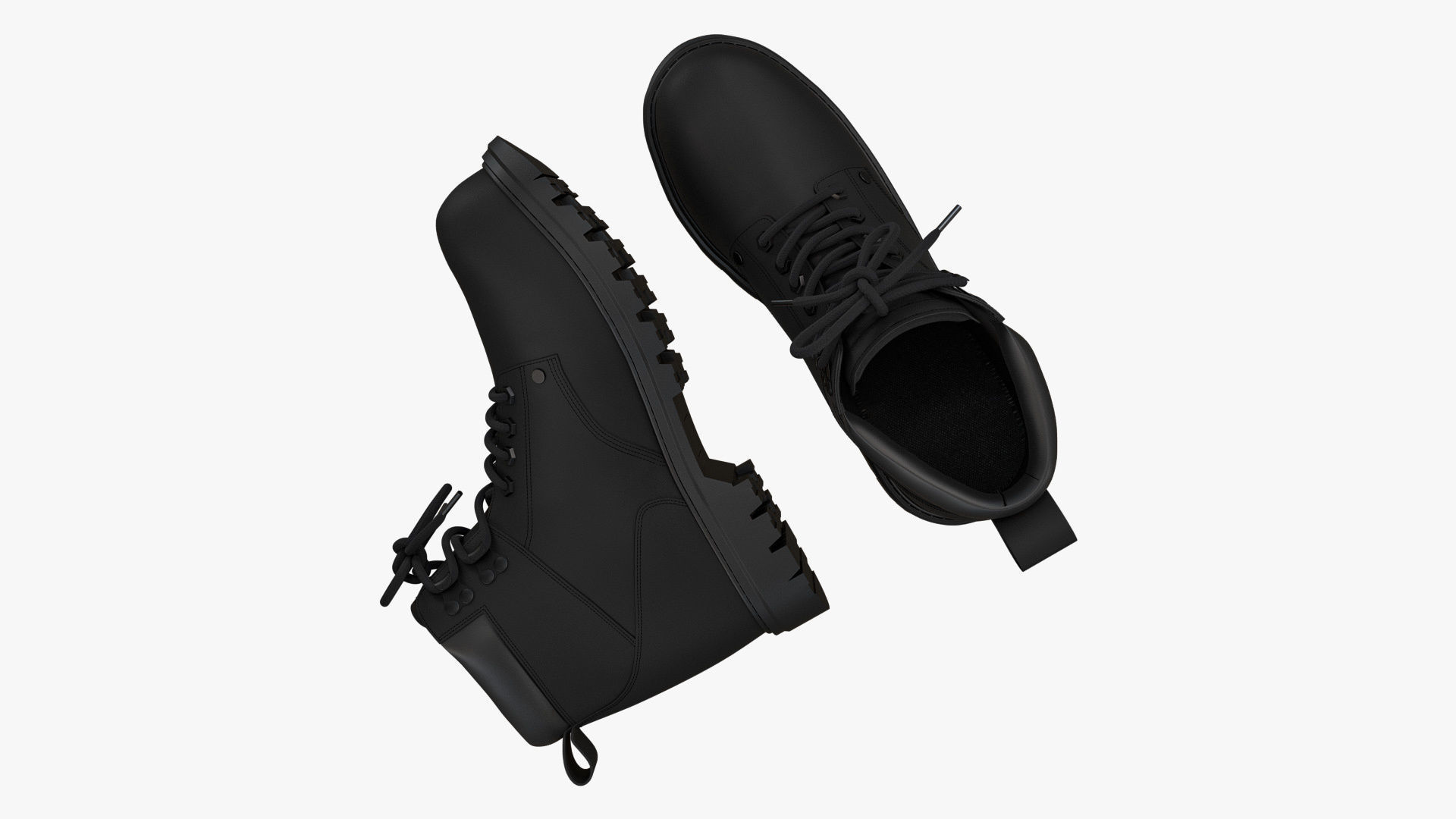 Steel Toe Work Boots Black 3D model_2