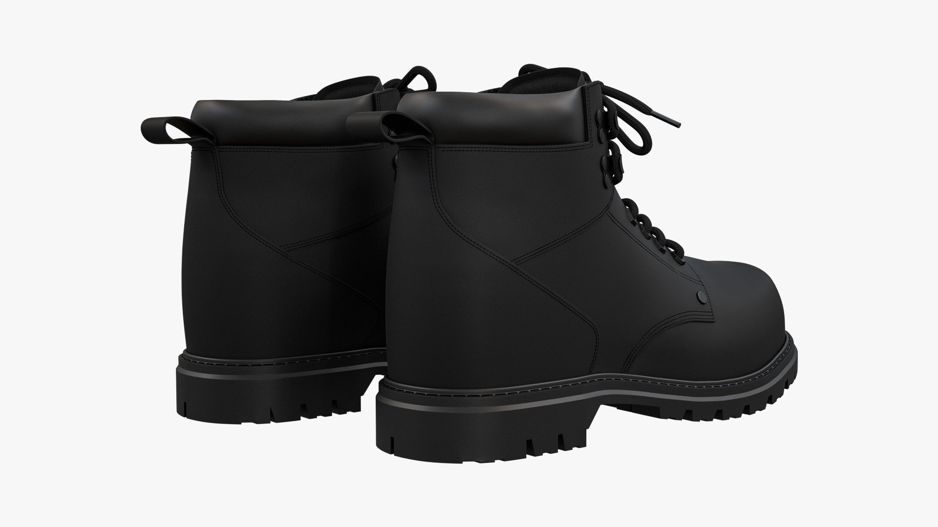 Steel Toe Work Boots Black 3D model_5