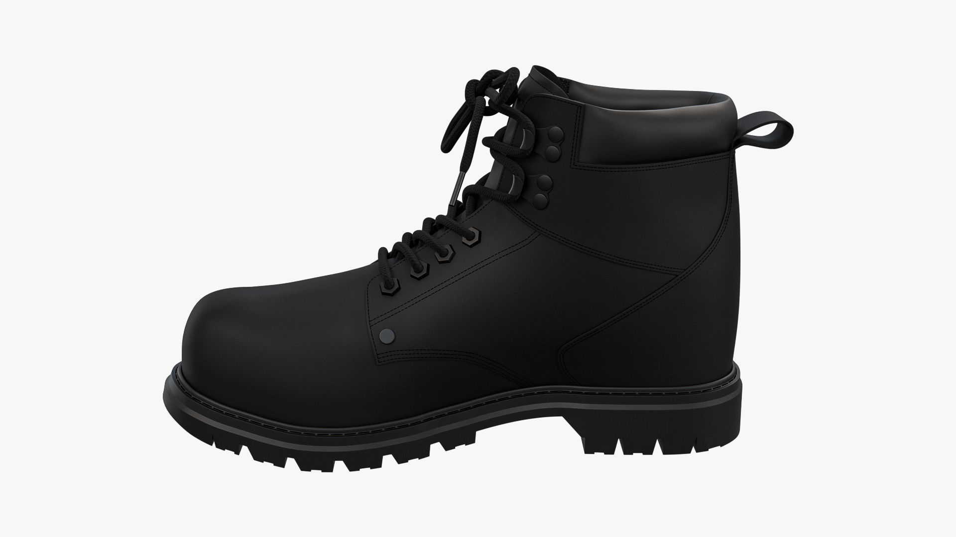 Steel Toe Work Boots Black 3D model_7