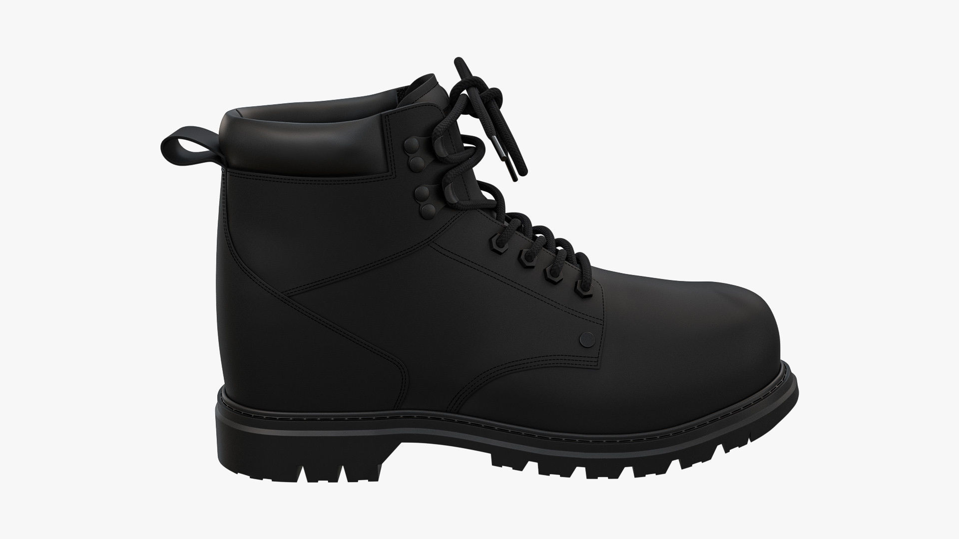 Steel Toe Work Boots Black 3D model_6