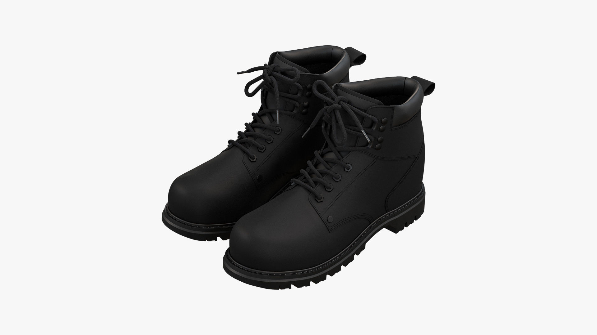 Steel Toe Work Boots Black 3D model_4